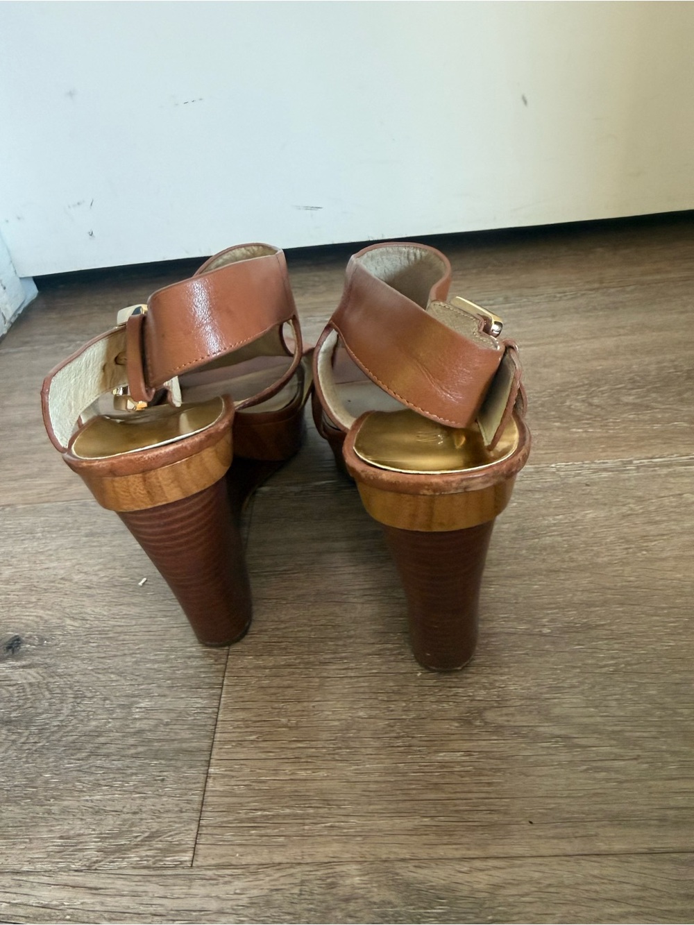 Michael Kors Open-Toe Slingback Wedge Sandals in Brown - Picture 2 of 4